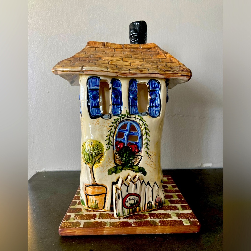 Blue Sky Clayworks Welcome Home Cottage Tea light Candle Holder Heather Goldminc